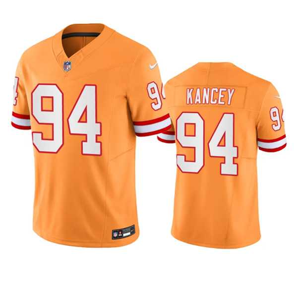 Mens Tampa Bay Buccaneers #94 Calijah Kancey Orange Throwback Limited Stitched Jersey